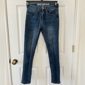 Vintage Genes Black Women's Dark Blue Slim Fit Jeans